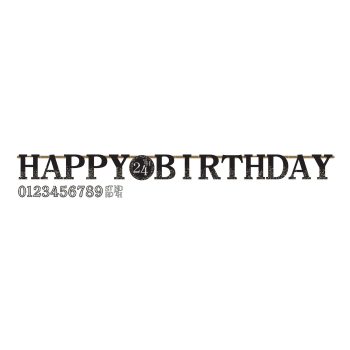 Happy 24th Birthday text with numbers.