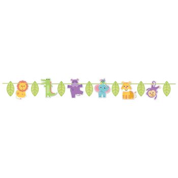 Colorful Easter-themed garland with eggs, chicks, and bunnies.