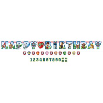Happy 4th Birthday banner with colorful characters.