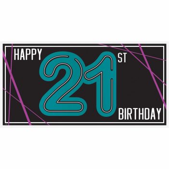 Happy 21st birthday design with stripes.