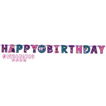 Colorful "Happy 12th Birthday" banner letters.