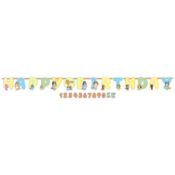 Colorful "Happy Birthday" banner with characters.