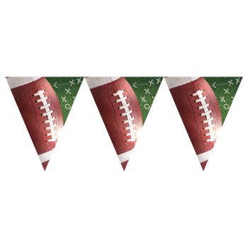 Football-themed triangular party pennant flags.
