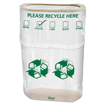 Recycling bin for plastic waste with checklist.