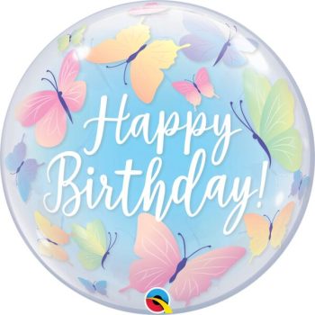 Colorful butterfly-themed birthday greeting.