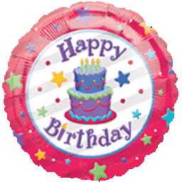 Colorful Happy Birthday balloon with stars.