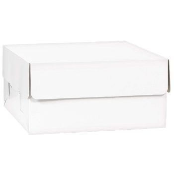 A plain white cardboard box with a lid.