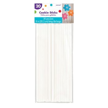 Pack of 20 white cookie sticks for baking and crafting.
