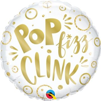 Balloon with "Pop Fizz Clink" text design.