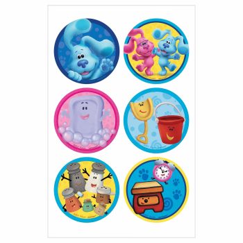 Colorful cartoon character stickers with playful designs.
