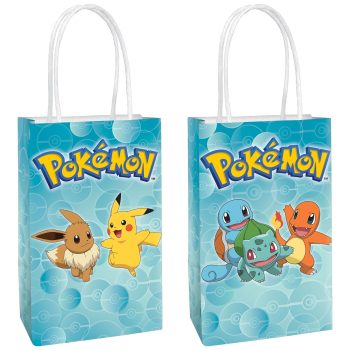 Pokémon-themed gift bags with various characters.