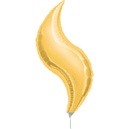 Gold foil balloon shaped like a flame or wave.