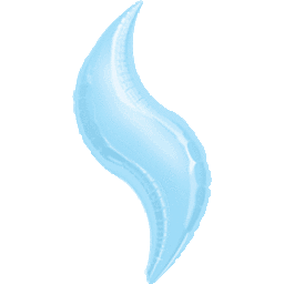 A translucent, blue, flame-like shape with a smooth, curving form.