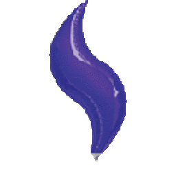 A shiny purple balloon twisted into a flame-like shape.