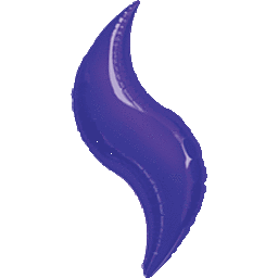 A smooth, abstract purple shape with a curved, flame-like form.
