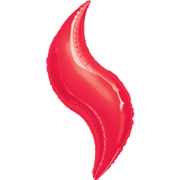 A shiny red flame-shaped abstract design.