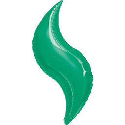 A glossy green abstract flame or leaf-shaped icon.