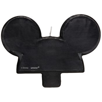 Black Mickey Mouse-shaped candle with wick.
