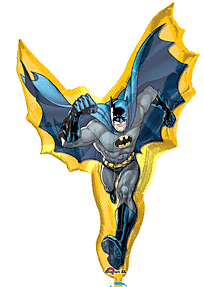 Batman soaring with wings spread wide, ready for action.
