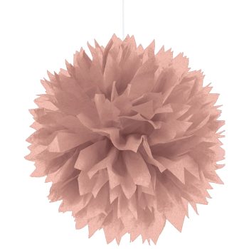Pink tissue paper pom-pom decoration hanging.