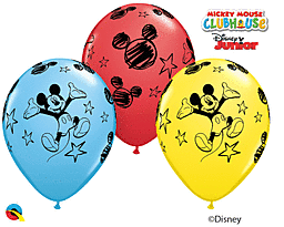 Colorful Mickey Mouse Clubhouse balloons with playful designs.
