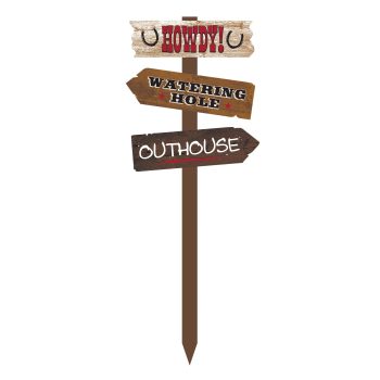 Rustic wooden signpost with three directional signs.