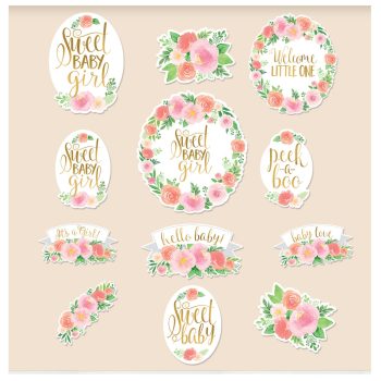 Floral and hand-lettered inspirational quotes with pastel colors.