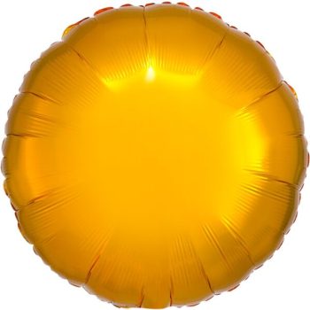 Round, shiny gold foil balloon.