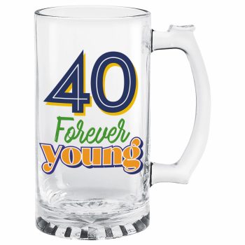 Mug with "40 Forever Young" design.
