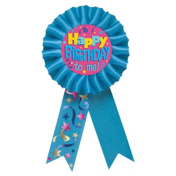 Blue birthday ribbon with 'Happy Birthday to You' text.