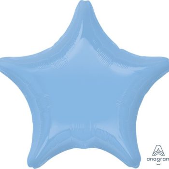 A shiny light blue star-shaped balloon.