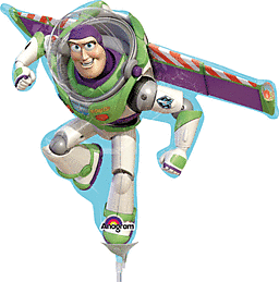 Buzz Lightyear in a dynamic action pose.