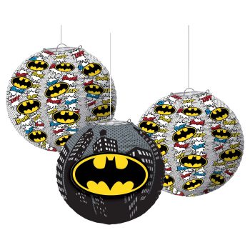 Batman lanterns with comic-themed designs.