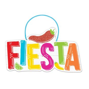 Colorful Fiesta text with a chili pepper graphic.