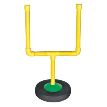 Yellow football goalpost model on a black base.