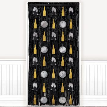 New Year's Door Curtain - Black, Silver, Gold