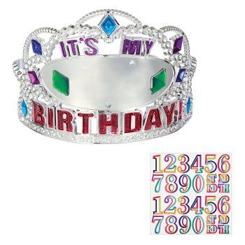 Birthday crown with colorful numbers stickers.