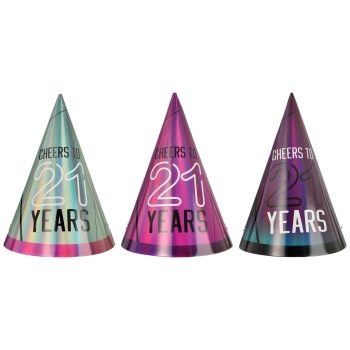 Party hats celebrating 21 years milestone.