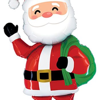 Cartoon Santa Claus with green sack.