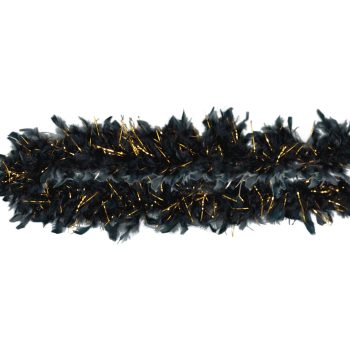 Black and gold tinsel garland for decoration.
