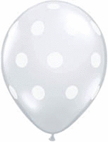 White balloon with white polka dots on a light background.