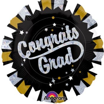 Congrats Grad balloon with stars and glitter.