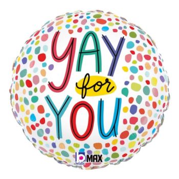 Colorful balloon with 'Yay for You' message.