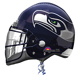 Seattle Seahawks football helmet with faceguard and logo.