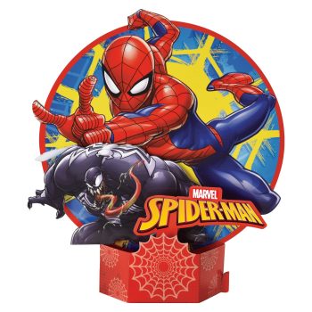 Spider-Man and Venom in action pose.