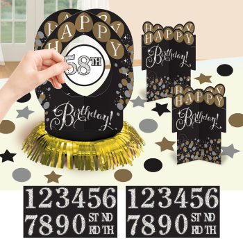 Birthday decorations with numbers and stars.