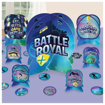Battle Royal themed party decorations display.