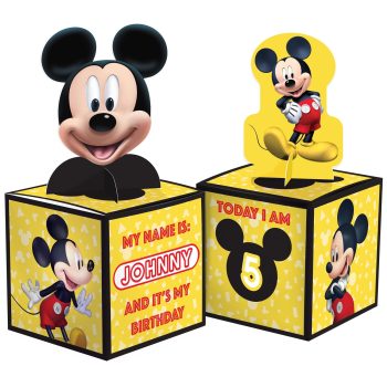 Mickey Mouse birthday blocks for a child.