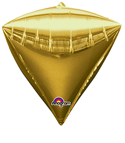 Gold diamond-shaped foil balloon with shiny reflective surface.