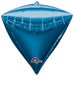 Blue diamond-shaped mylar balloon with a glossy finish.
